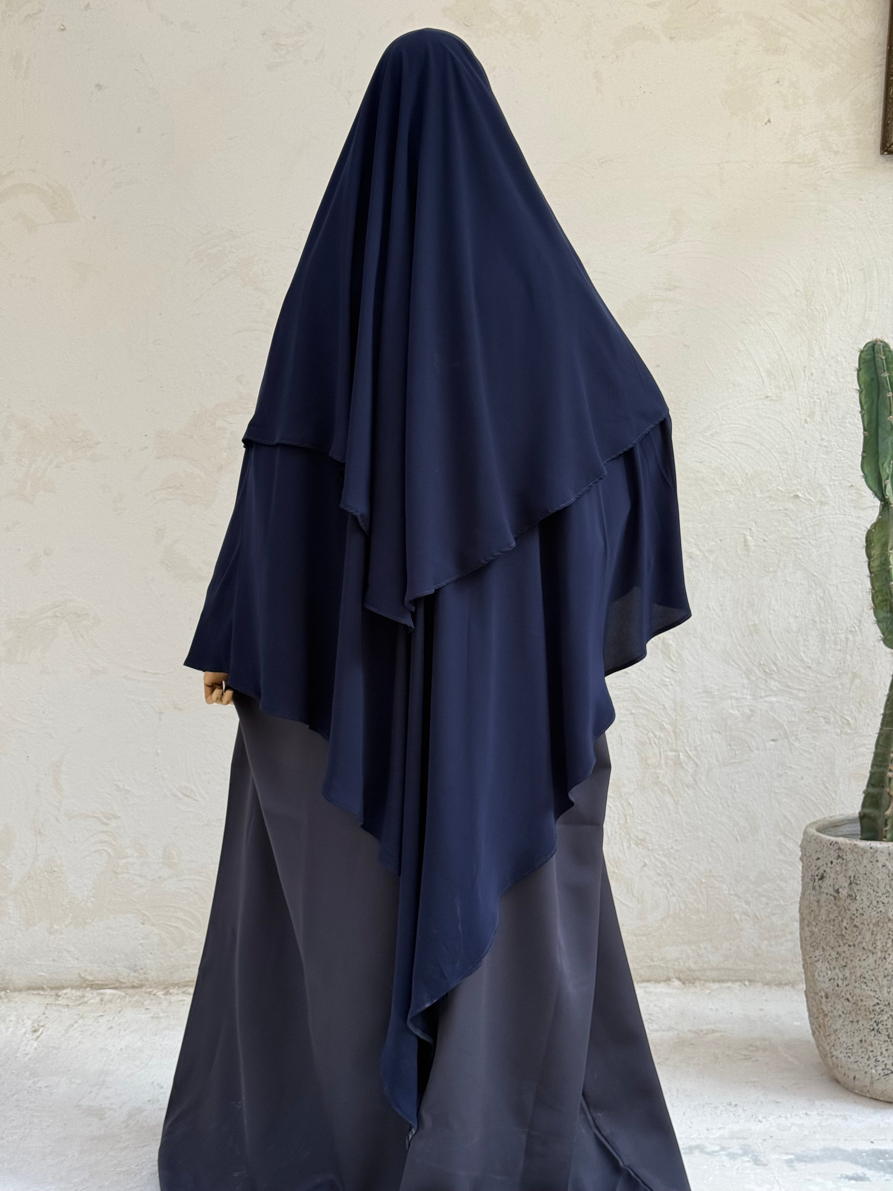 Navy Blue Tawus Khimar